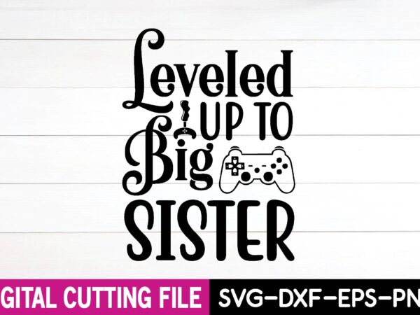 Leveled up to big sister svg t shirt vector graphic