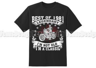 Best Of 1981 Legendary Birthday Motorcycle Editable Shirt Design