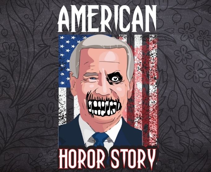 Biden Horror American Zombie Story Halloween Retro Vintage T-Shirt design svg,story, scary, Biden costume,