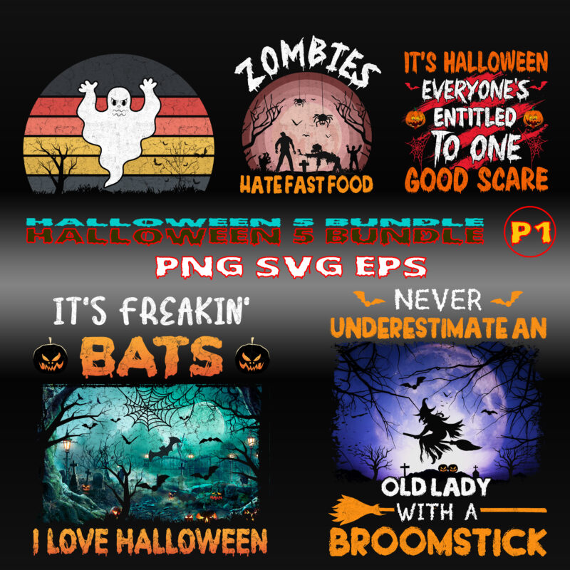 Halloween 5 Bundle Part 1, Halloween SVG T-Shirt Design 5 Bundle Part 1, Halloween SVG Bundle, Bundle Halloween, Halloween Party Svg, Scary horror Halloween Svg, Spooky horror Svg, Halloween Svg,