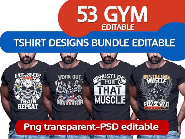 53 fitness gym motivation tshirt designs bundle