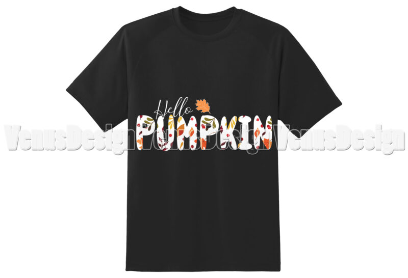 Hello Pumpkin Fall Pattern Editable Shirt Design