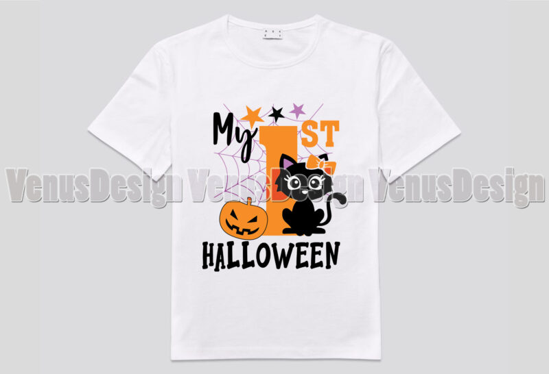 My First Halloween Baby Cat Editable Shirt Design