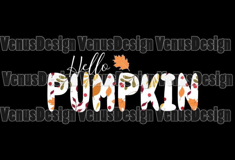 Hello Pumpkin Fall Pattern Editable Shirt Design
