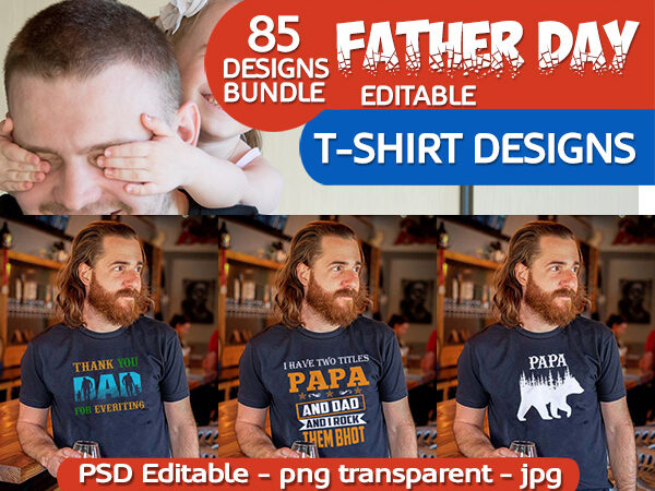 85 father tiger king dad papa tshirt designs template bundles psd file editable text
