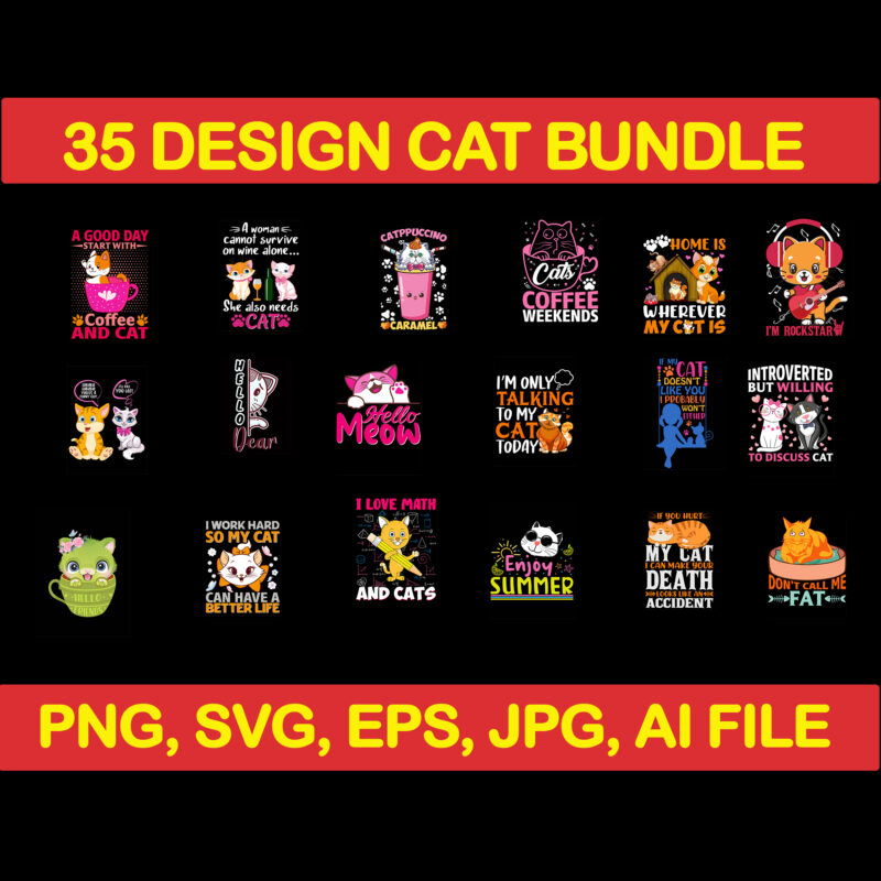Cat bundle svg, cat svg, black cat svg, cat design, design cat bundle, cat vector, cat funny, cat design