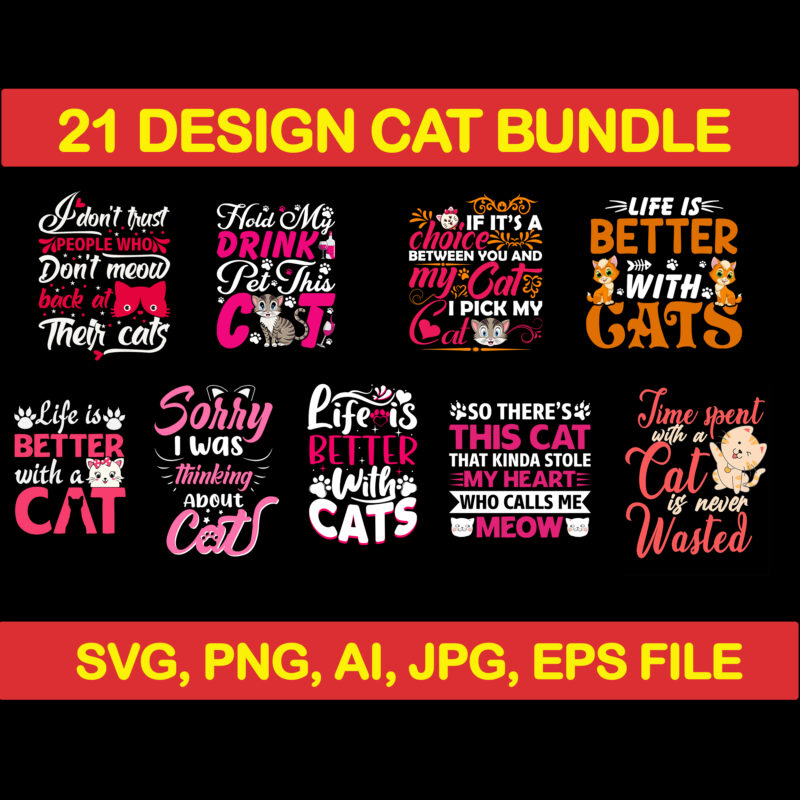 Cat bundle svg, cat svg, black cat svg, cat design, design cat bundle, cat vector, cat funny, cat design