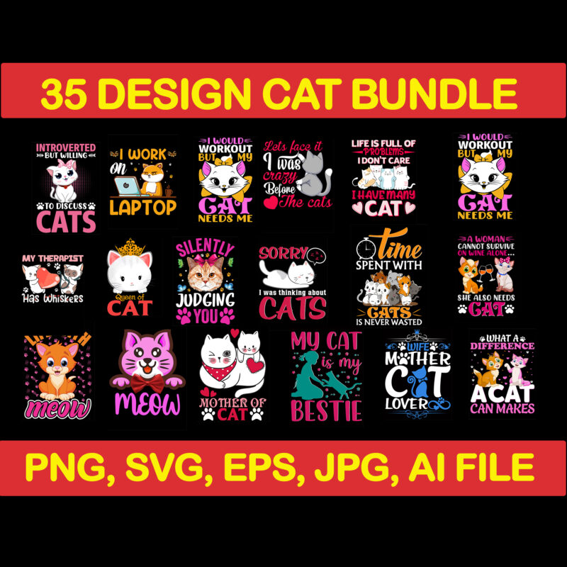 Cat bundle svg, cat svg, black cat svg, cat design, design cat bundle, cat vector, cat funny, cat design