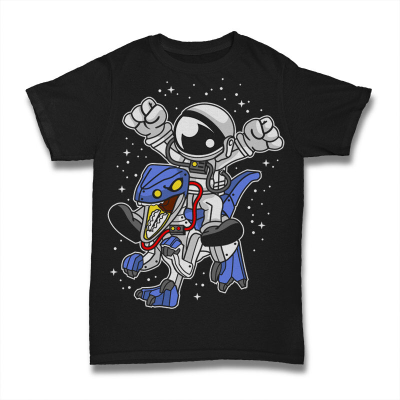 7 Astronaut Cartoon Tshirt Designs Bundle