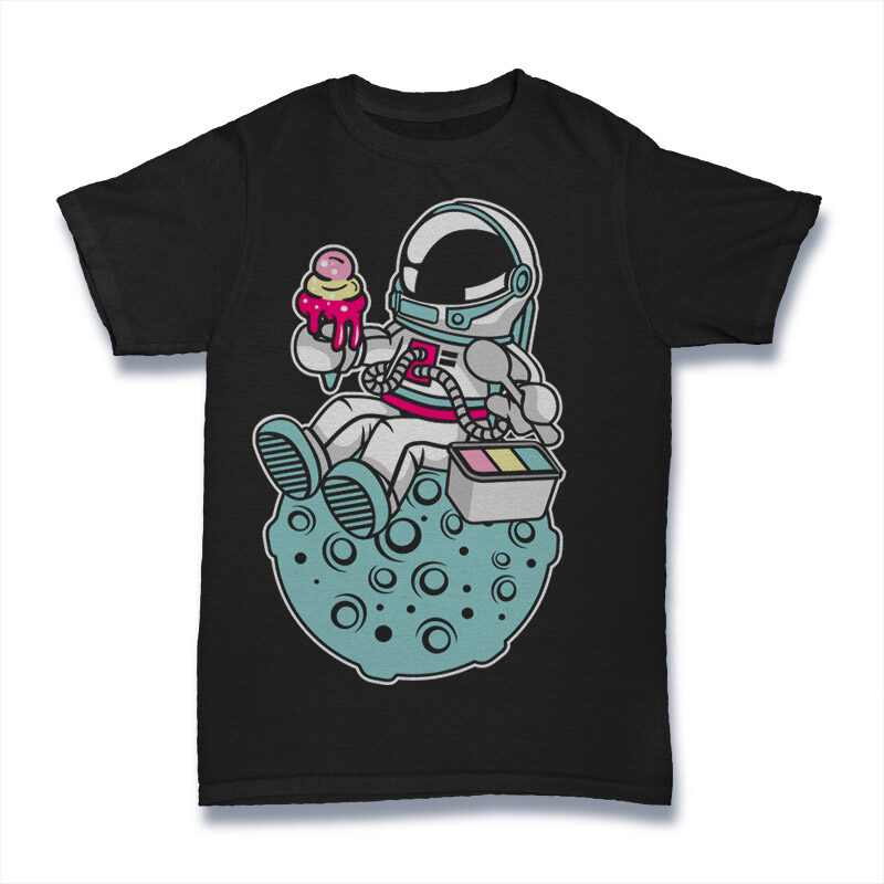 7 Astronaut Cartoon Tshirt Designs Bundle