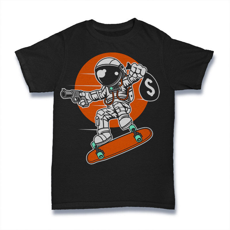 7 Astronaut Cartoon Tshirt Designs Bundle