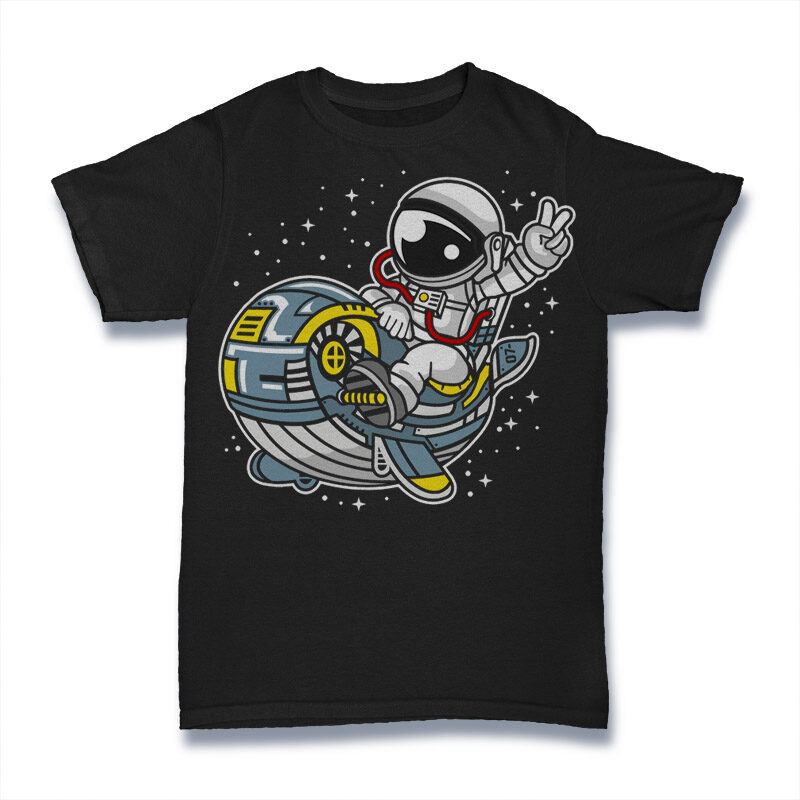 7 Astronaut Cartoon Tshirt Designs Bundle