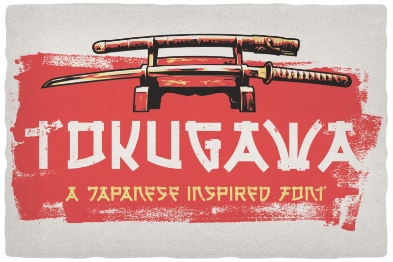 Tokugawa. Font & 10 editable t-shirt designs.