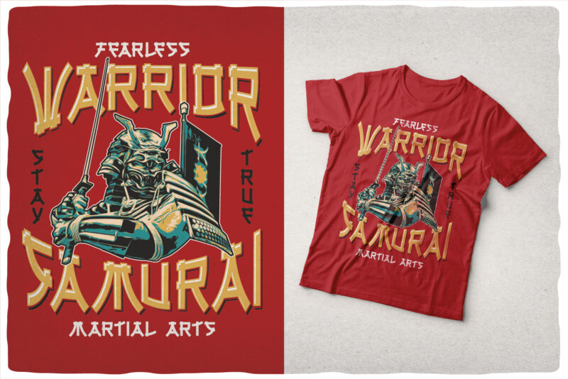 Tokugawa. Font & 10 editable t-shirt designs.