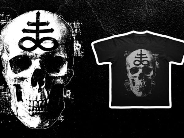Occult grunge goth alternative aesthetic skull – black n white png graphic