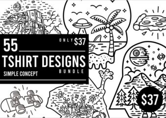 55 tshirt designs bundle simple concept