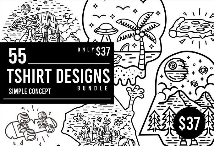 55 tshirt designs bundle simple concept