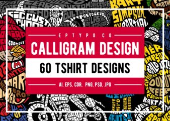 60 calligram tshirt designs bundle