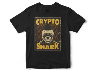 Crypto Shark, Bitcoin Shark, Bitcoin vector, Bitcoin t-shirt design, Shark Vector, Shark t-shirt design, Vector T-shirt design