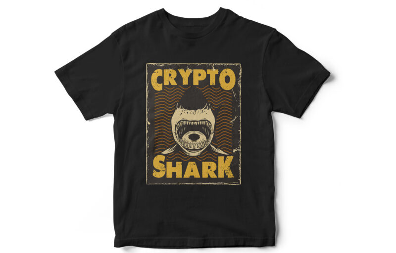 Crypto Shark, Bitcoin Shark, Bitcoin vector, Bitcoin t-shirt design, Shark Vector, Shark t-shirt design, Vector T-shirt design