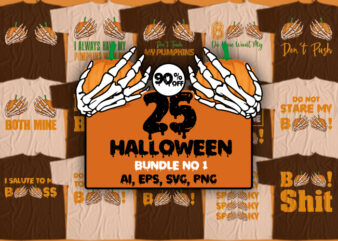 25 Halloween T-Shirt Design Bundle