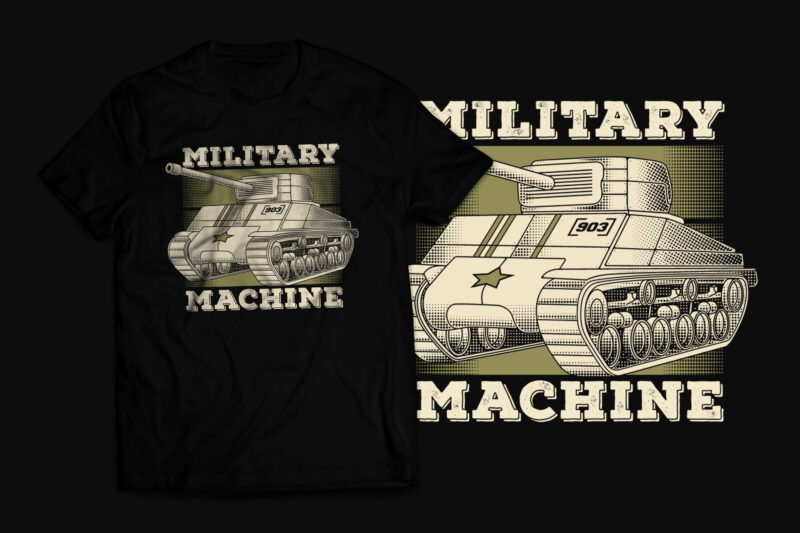 Retro Military Tank Vehicle Armour Tshirt Design