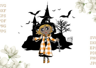 Witch And Haunted House Halloween Gifts, Shirt For Halloween Svg File Diy Crafts Svg Files For Cricut, Silhouette Sublimation Files