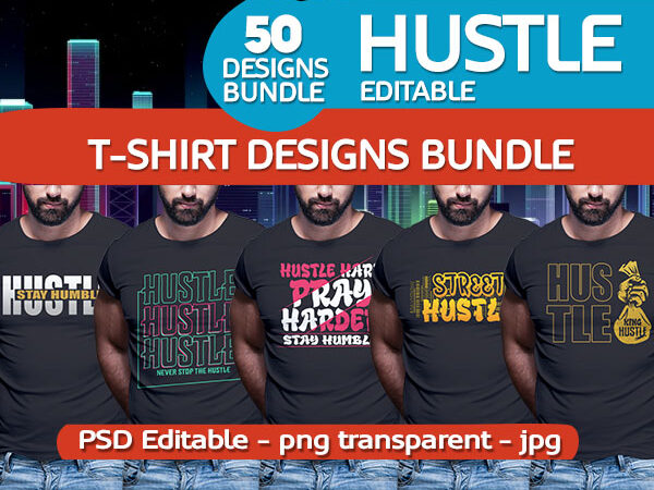 50 hustle tshirt designs bundle