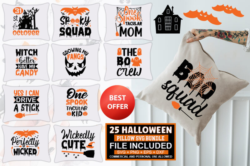 Halloween Pillow SVG Bundle