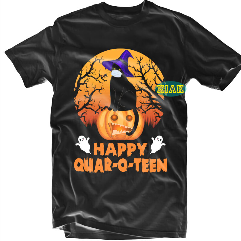 Halloween t shirt design, Cat Black Svg, Happy quar-o-teen Svg, Mysterious and Spooky Svg, Scary horror Halloween Svg, Spooky horror Svg, Halloween Svg, Halloween horror Svg, Witch scary Svg, Witch