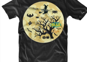 Witch flying under the moonlight horror Svg, Witches Svg, Pumpkin Svg, Wicked Witch vector, Witch Svg, Horror Svg, Ghost Svg, Halloween t shirt design
