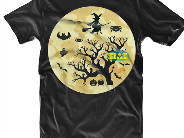 Witch flying under the moonlight horror svg, witches svg, pumpkin svg, wicked witch vector, witch svg, horror svg, ghost svg, halloween t shirt design