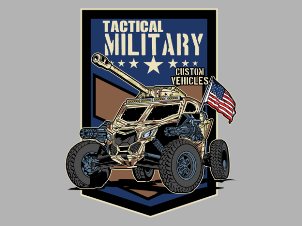 Military custom vehicles t shirt designs for sale