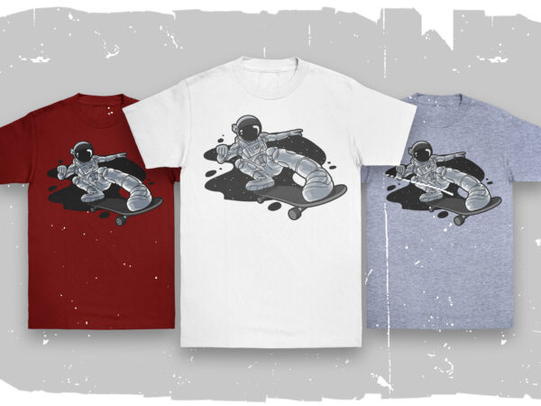 Astronaut skateboard playing space t shirt vector
