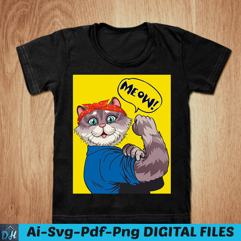 Meow! funny cat t-shirt design, Meow! SVG, meow Cat tshirt, Cat lover tshirt, Power cat t shirt, Funny cat tshirt, Funny Power cat tshirt, Cancer cat tshirt design, Cancer cat