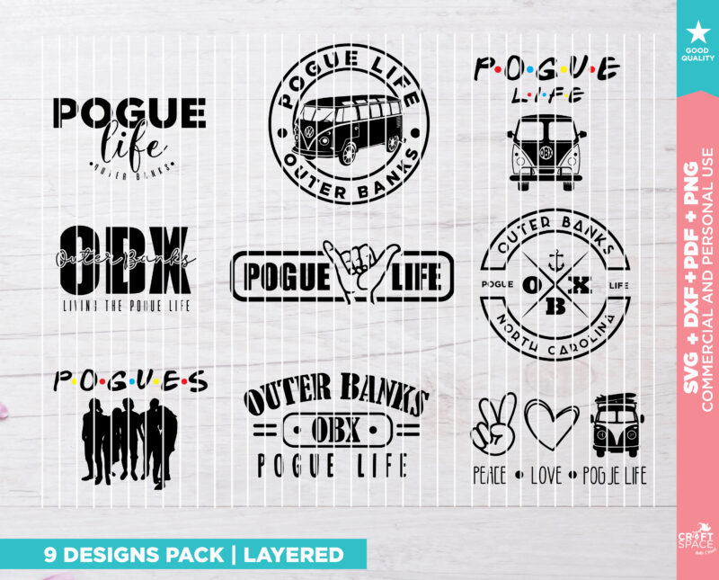 Pogue Life Outer Banks SVG, PnG, PdF, DXF for Cricut Explore Silhouette Cameo Studio