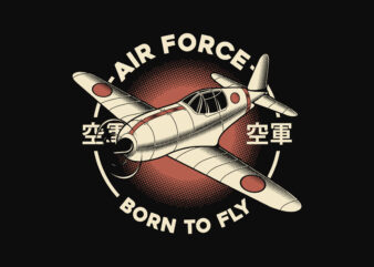 Retro Japanese Air Force T-Shirt Design