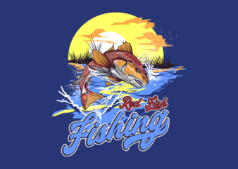 RED FISH FISHING t shirt design online