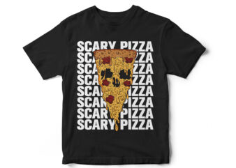 SCARY PIZZA, pizza Lover, Pizza vector, Halloween Pizza, Halloween Junk food, Halloween t-shirt design, pizza character design, pizza t-shirt design, pizza skull