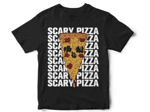 Scary pizza, pizza lover, pizza vector, halloween pizza, halloween junk food, halloween t-shirt design, pizza character design, pizza t-shirt design, pizza skull