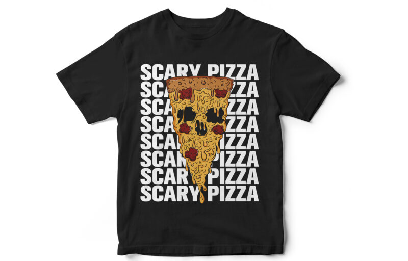 SCARY PIZZA, pizza Lover, Pizza vector, Halloween Pizza, Halloween Junk food, Halloween t-shirt design, pizza character design, pizza t-shirt design, pizza skull