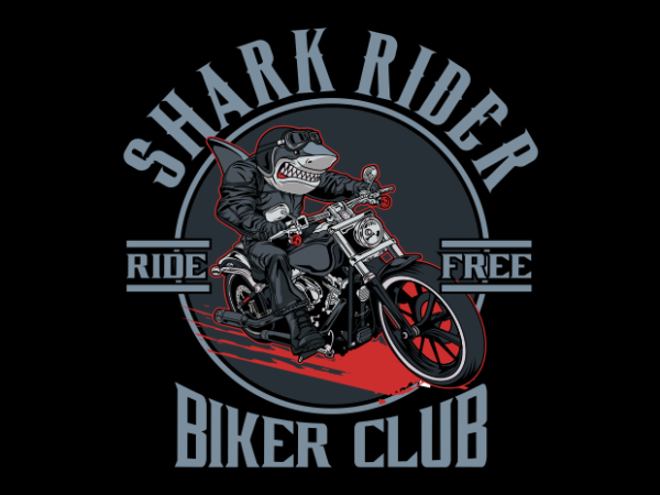 Shark biker t shirt template vector