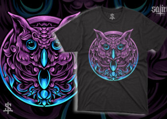 Owl Head With Ornament t shirt design online