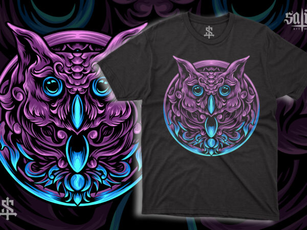 Owl head with ornament t shirt design online