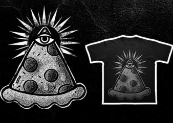 Grunge Goth Alternative Aesthetic – Pizza Illuminati Funny Black n White Png Graphic