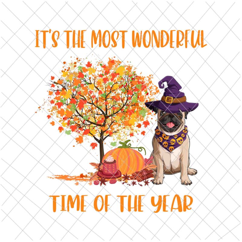 It’s The Most Wonderful Time Of The Year Pug Png, Love Dog Pug Png, Hello Fall Png, Happy Fall Y’all Png, It’s Fall Y’all Png, Autumn Png