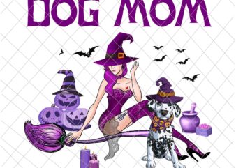 Dog Mom Halloween Png, Love Dog Dalmatian Png, Dog Halloween Png, Witch Dog Halloween t shirt vector illustration