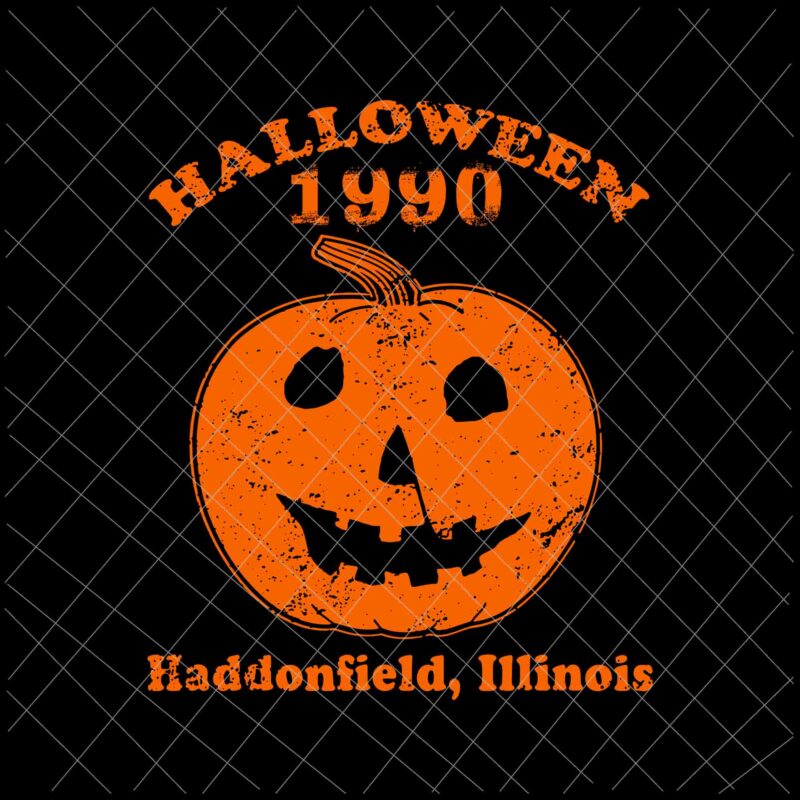 Halloween 1990 Pumkin svg, Halloween 1990 holiday spooky gift myers pumpkin haddonfield lllinols, Halloween svg, Pumkin svg, haddonfield lllinols