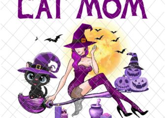 Cat Mom Halloween Png, Love Cat Png, Cute Cat Halloween Png, Witch Cat Halloween, Black Cat Witch Png