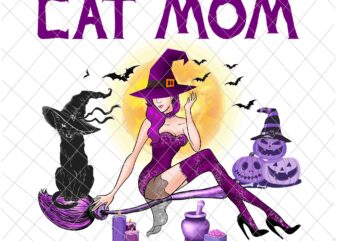 Cat Mom Halloween Png, Love Cat Png, Cute Cat Halloween Png, Witch Cat Halloween, Black Cat Witch Png